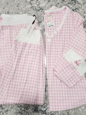 Laura Ashley Pink Gingham Ladies Pajama Set